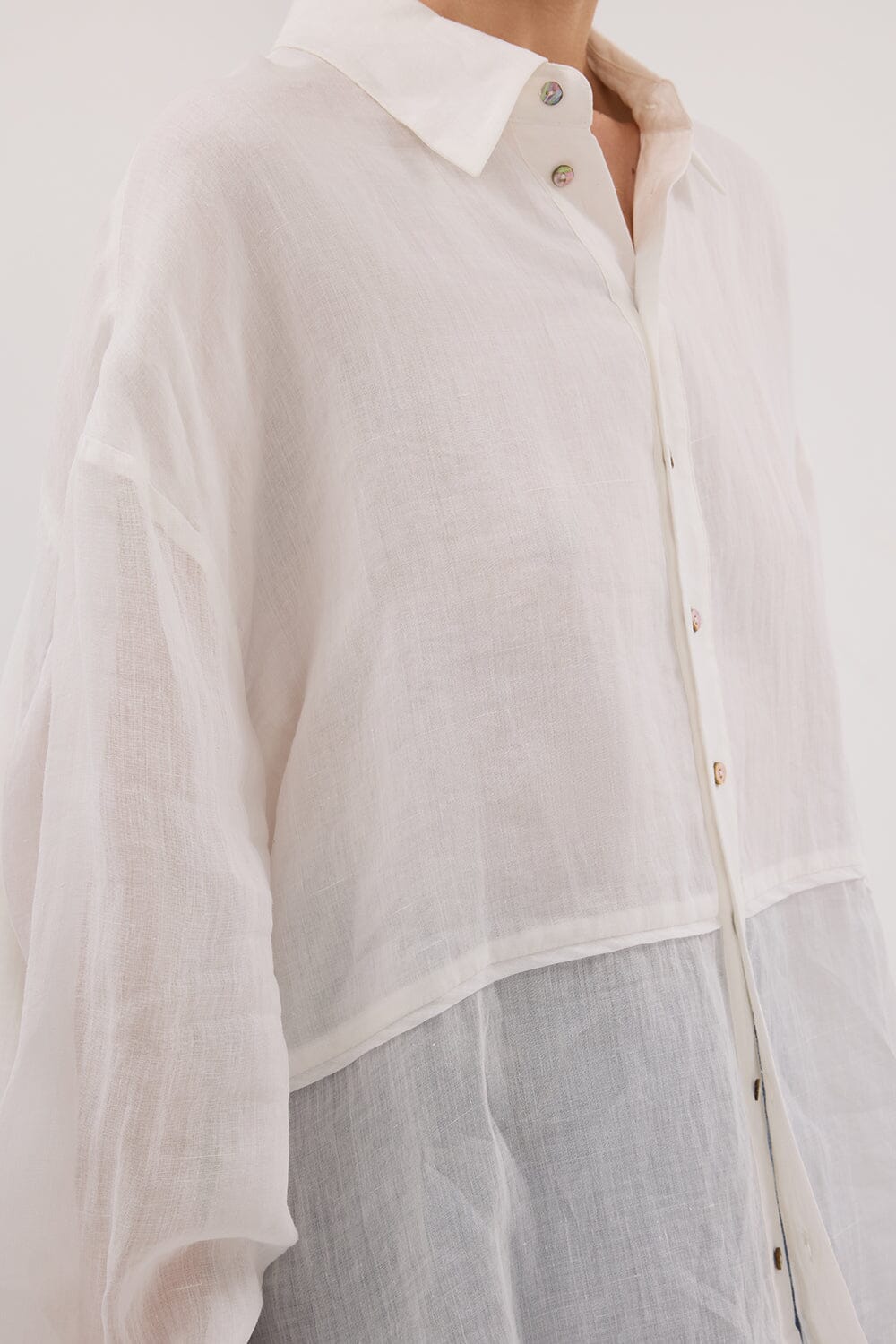 GIGI WHITE RAMIE SLEEVED SHIRT Clothing DISSH Boutiques 