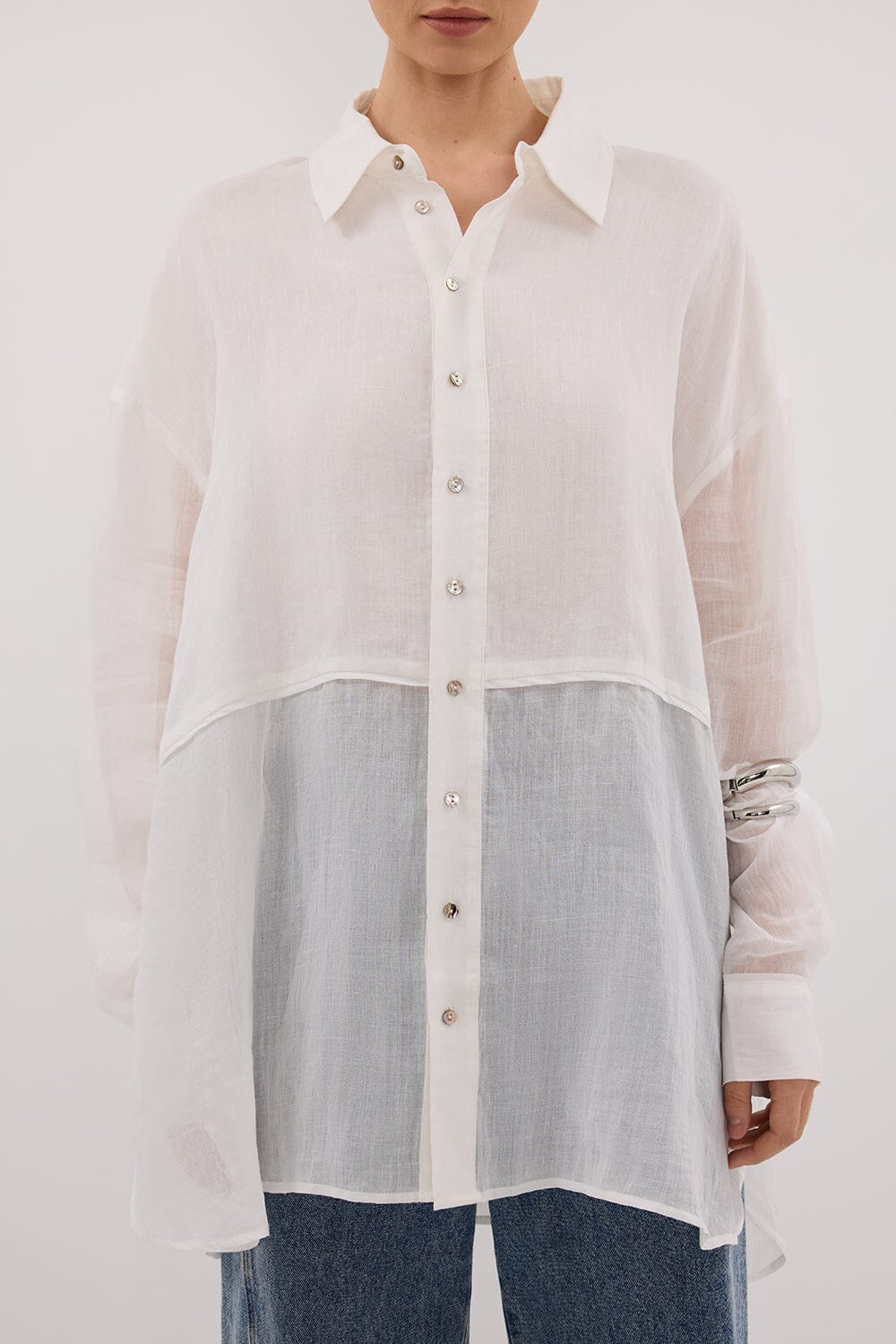 GIGI WHITE RAMIE SLEEVED SHIRT Clothing DISSH Boutiques 
