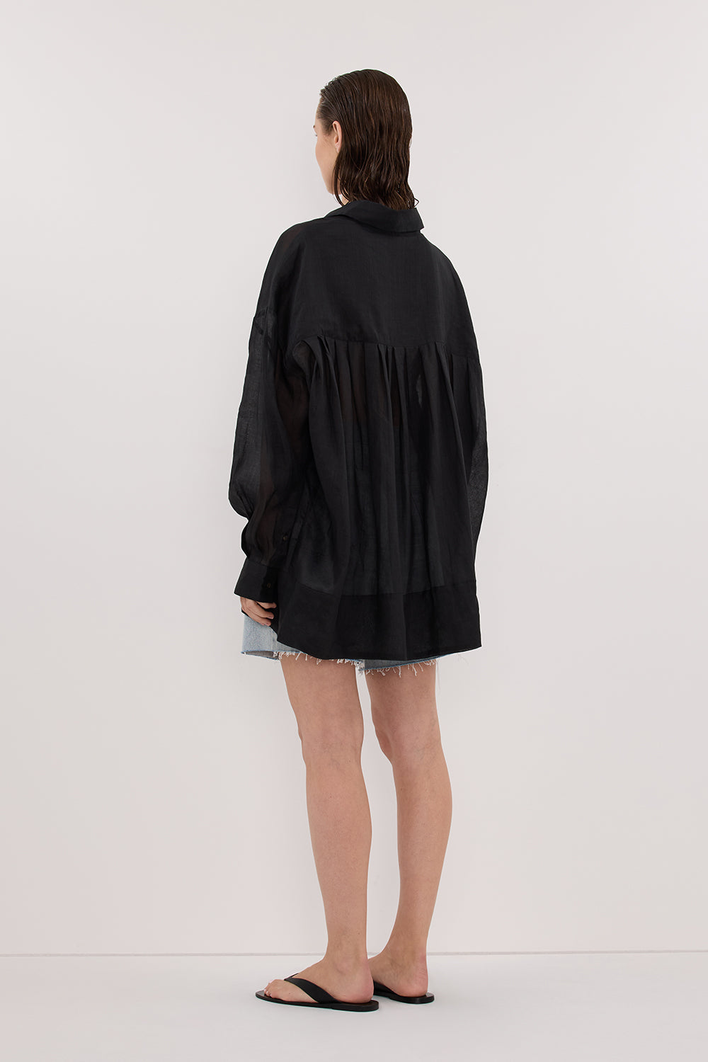KAI BLACK RAMIE SLEEVED SHIRT Clothing DISSH Boutiques 