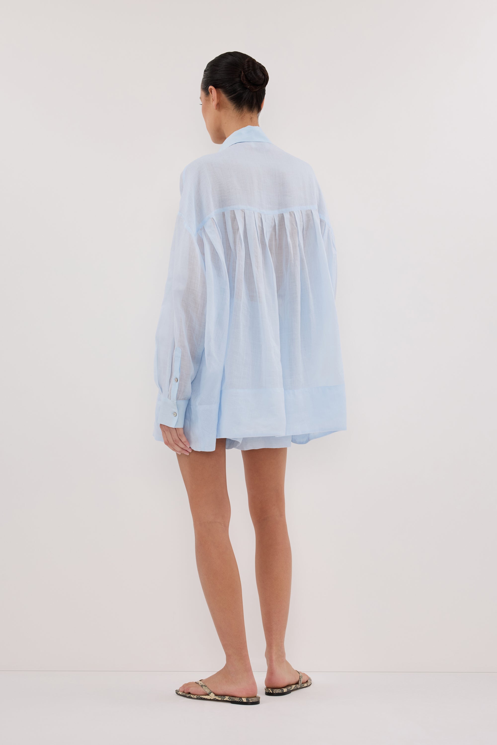 KAI CORNFLOWER OVERSIZED RAMIE LONG SLEEVE SHIRT