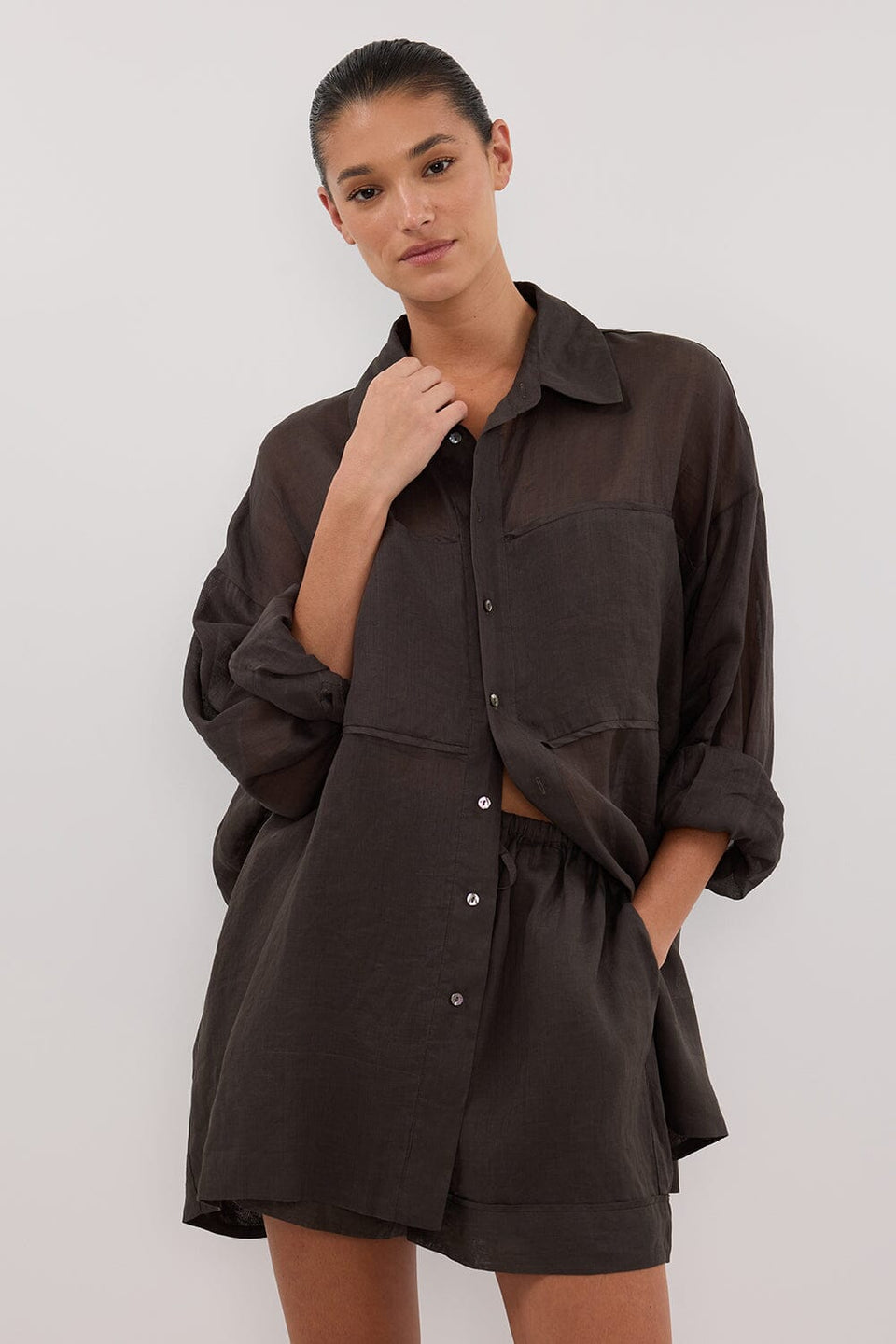 KAI PETROL RAMIE SLEEVED SHIRT Clothing DISSH Boutiques 