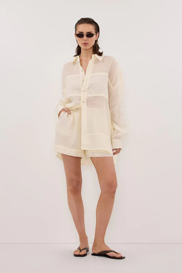 KAI STRAW OVERSIZED RAMIE LONG SLEEVE SHIRT