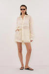 KAI STRAW OVERSIZED RAMIE LONG SLEEVE SHIRT