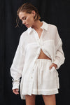 KAI WHITE RAMIE SLEEVED SHIRT