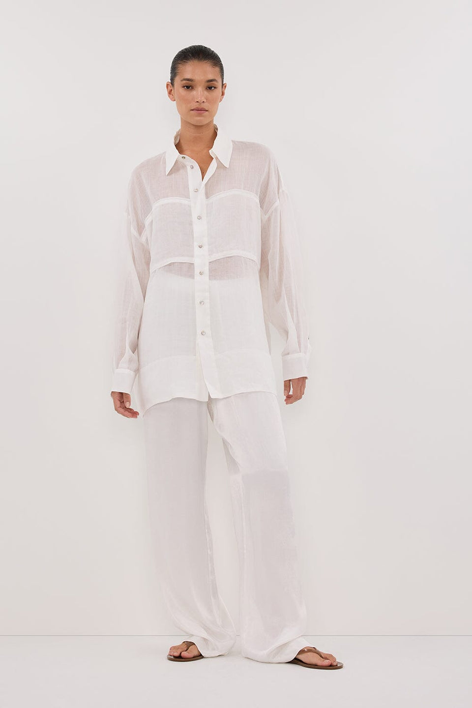 KAI WHITE RAMIE SLEEVED SHIRT Clothing DISSH Boutiques 