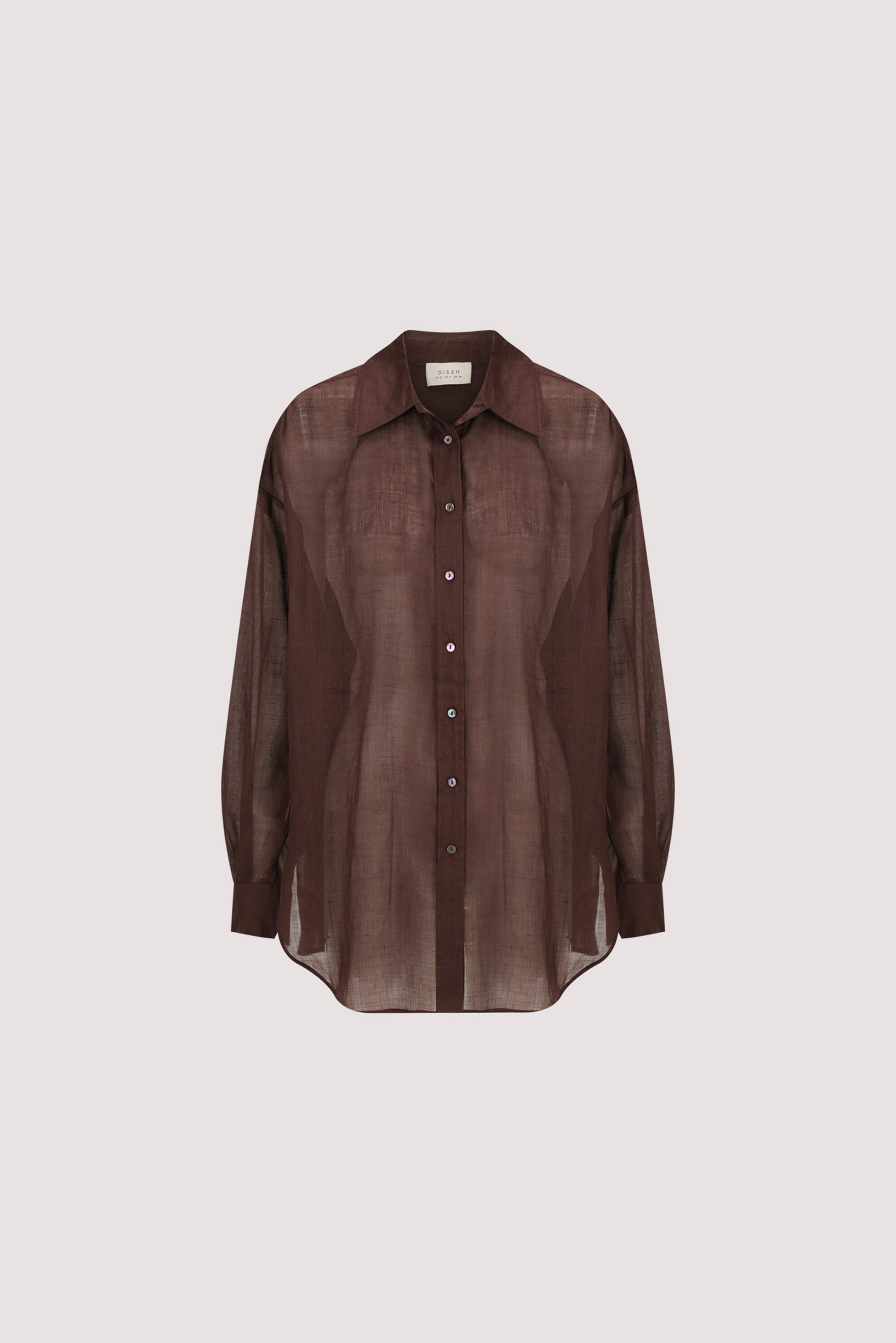 GINNY BURNT CHOC LONG SLEEVE RAMIE SHIRT