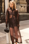 SIAN DARK CHOC SILK ORGANZA SHIRT - PRE ORDER