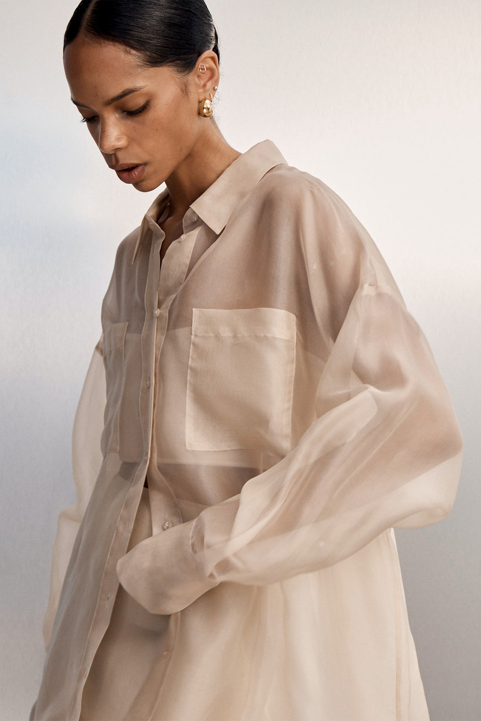 SIAN GOLD SILK ORGANZA SHIRT