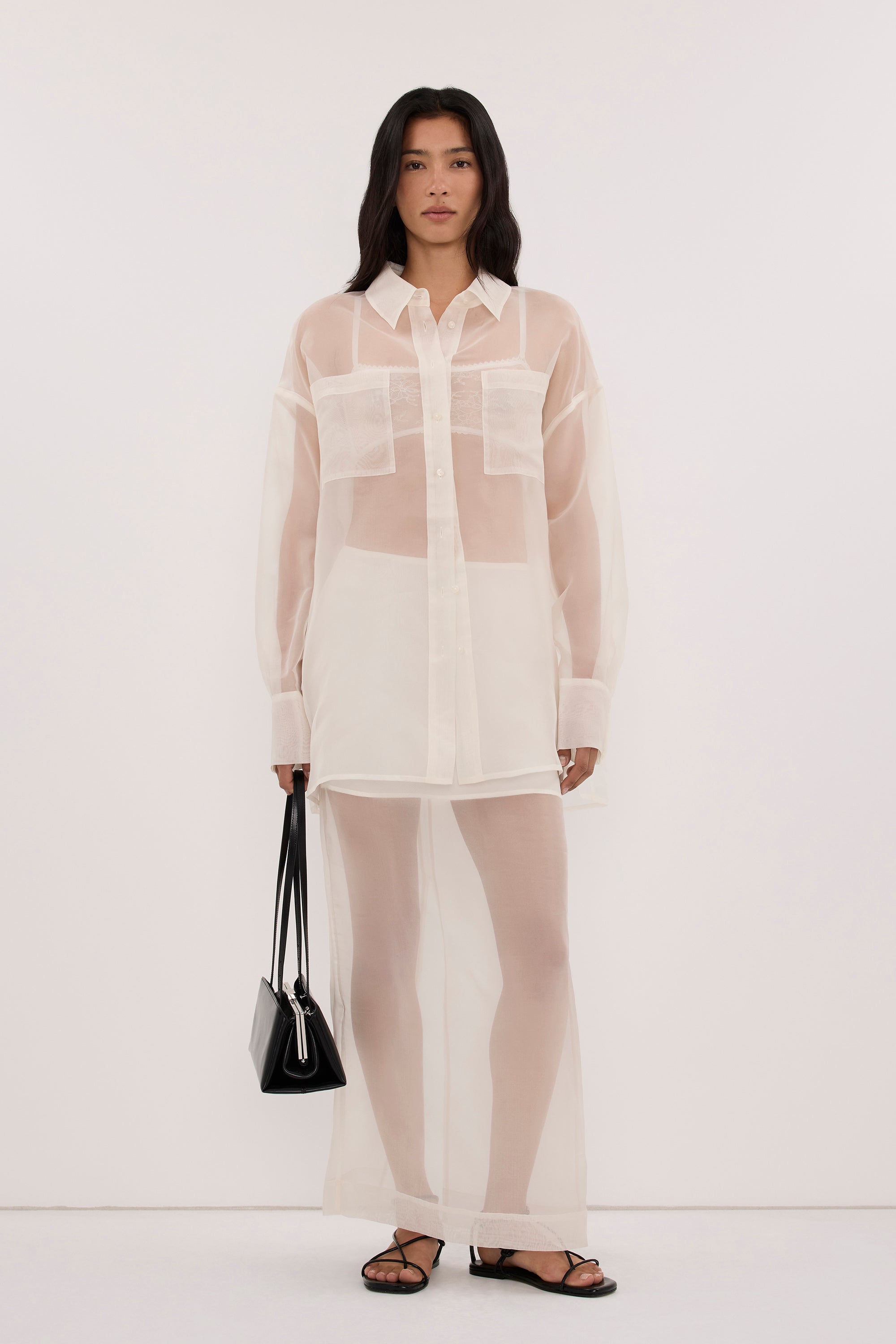 SIAN IVORY SILK ORGANZA SHIRT