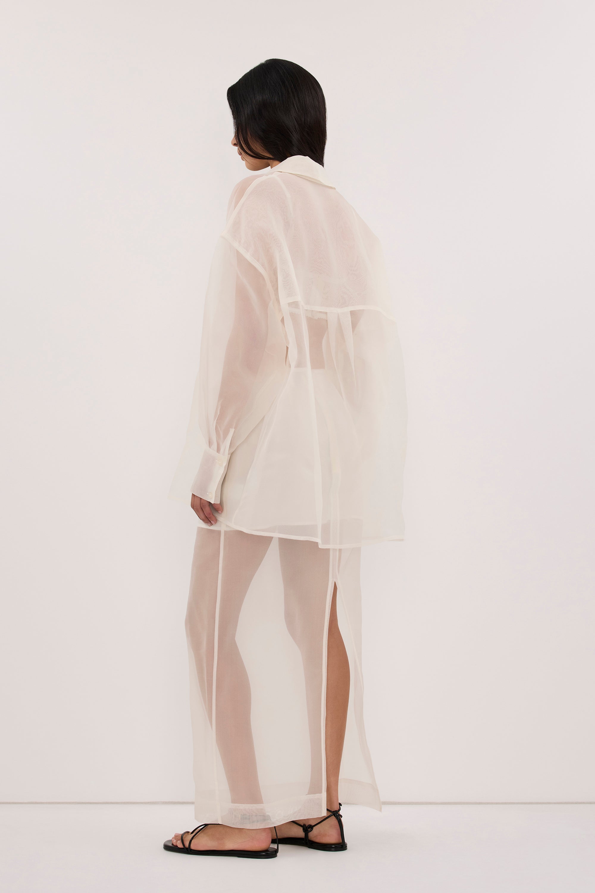 SIAN IVORY SILK ORGANZA SHIRT