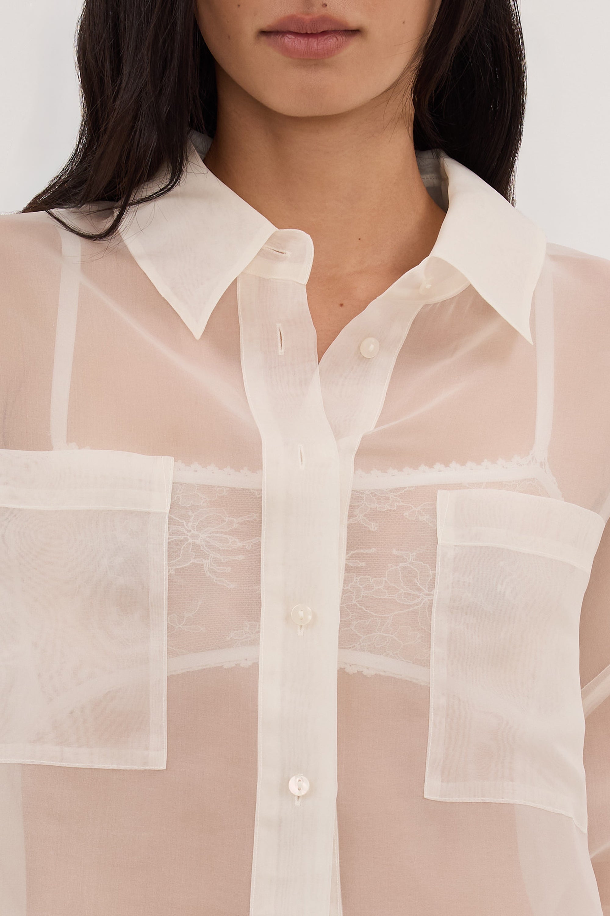 SIAN IVORY SILK ORGANZA SHIRT