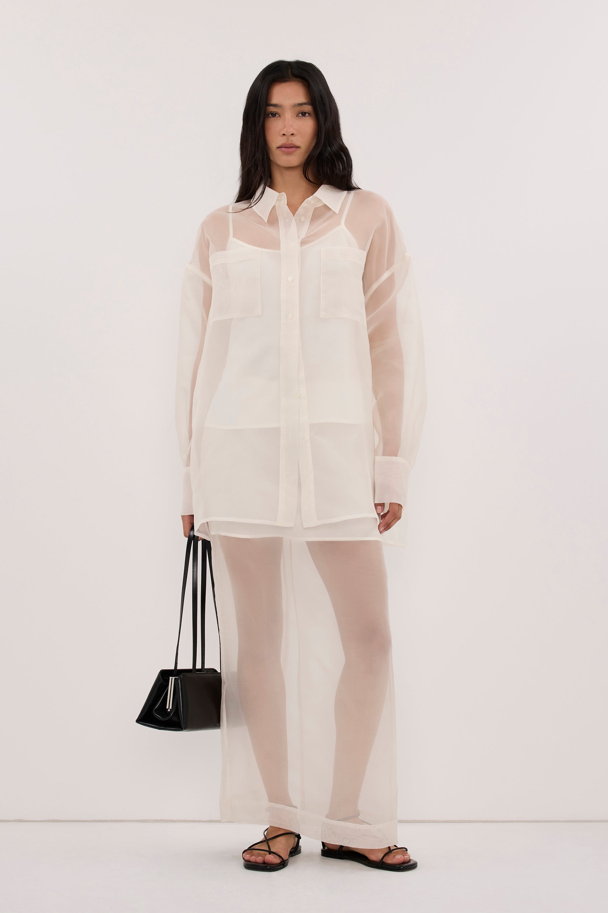 SIAN IVORY SILK ORGANZA SHIRT
