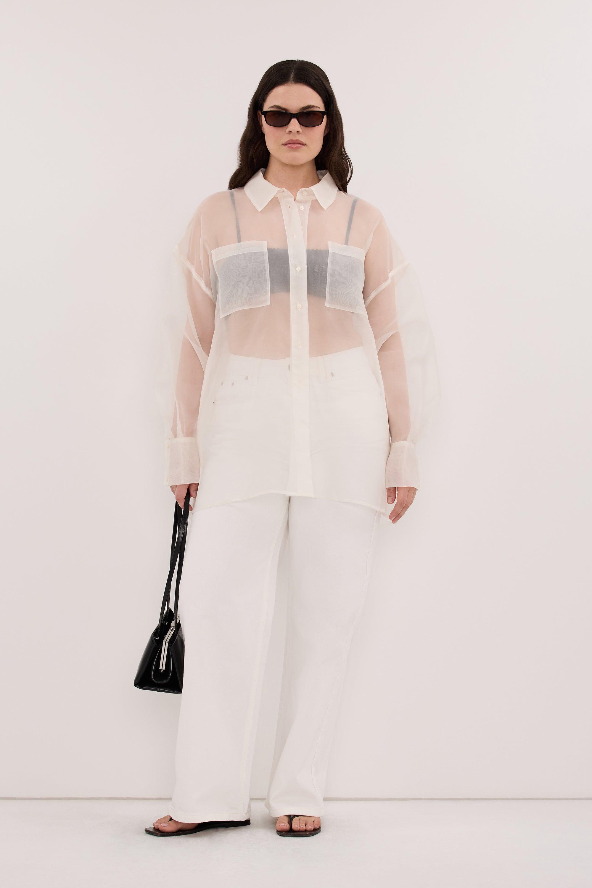 SIAN IVORY SILK ORGANZA SHIRT