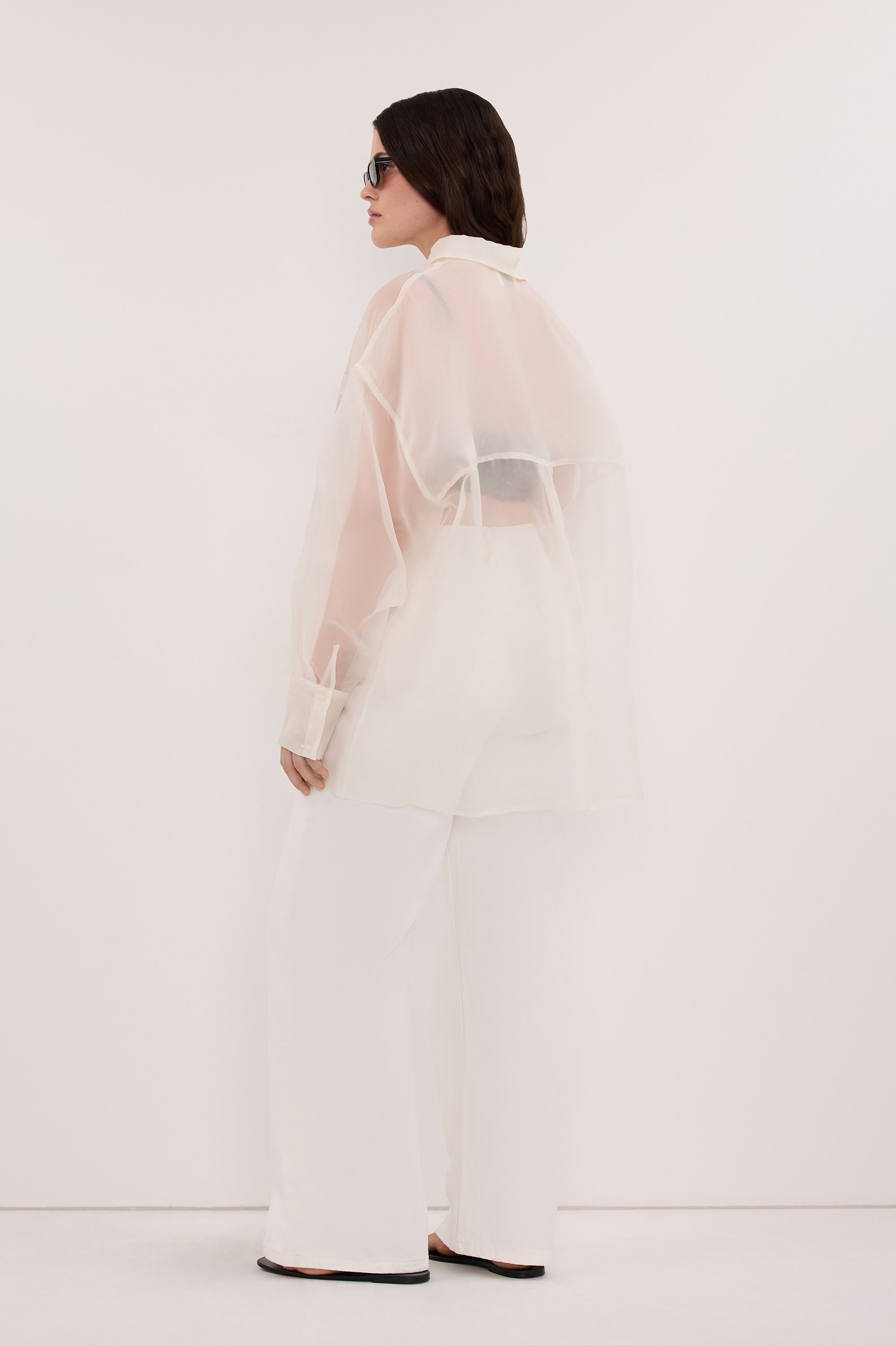 SIAN IVORY SILK ORGANZA SHIRT