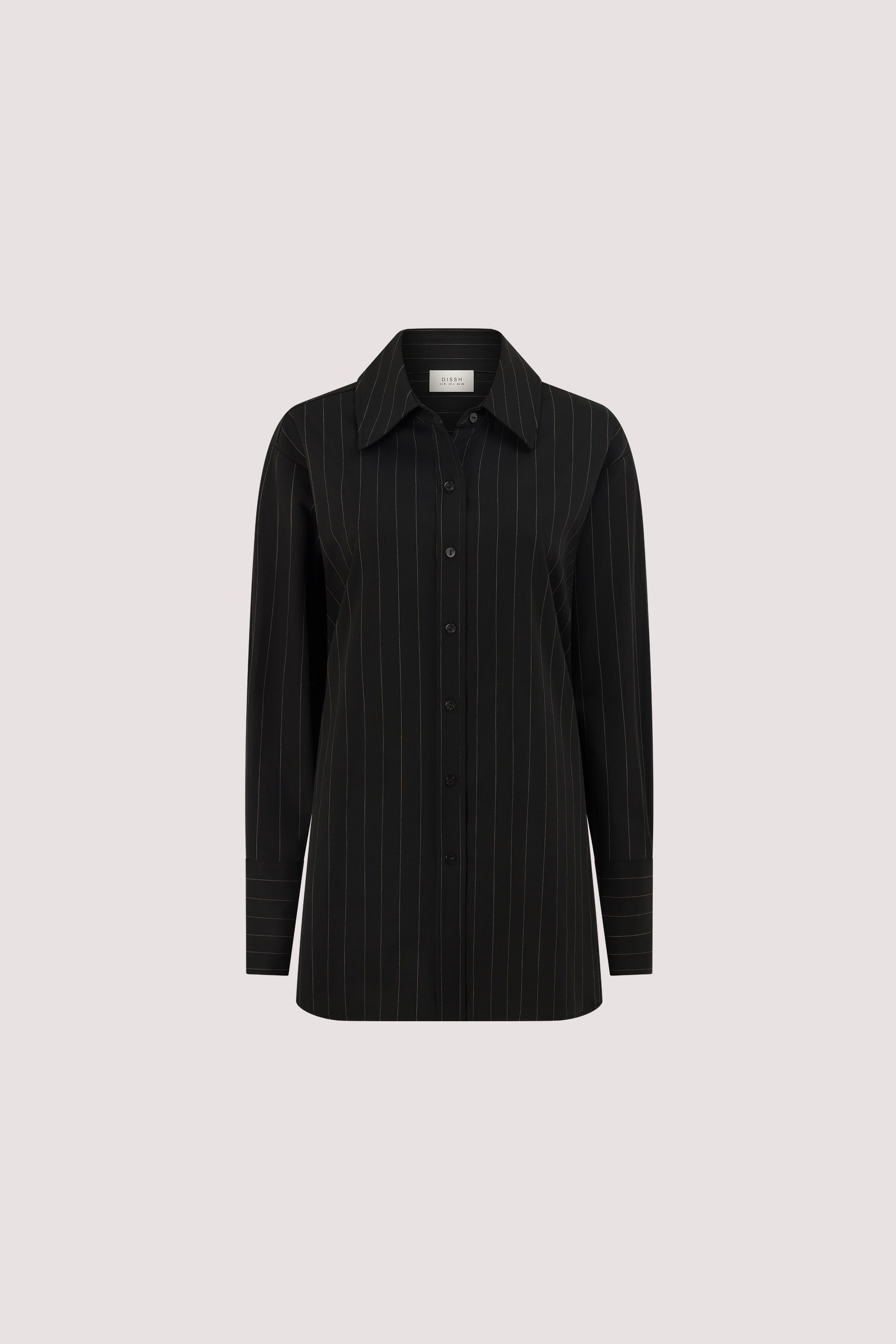 SIAN BLACK PINSTRIPE BUTTON SHIRT