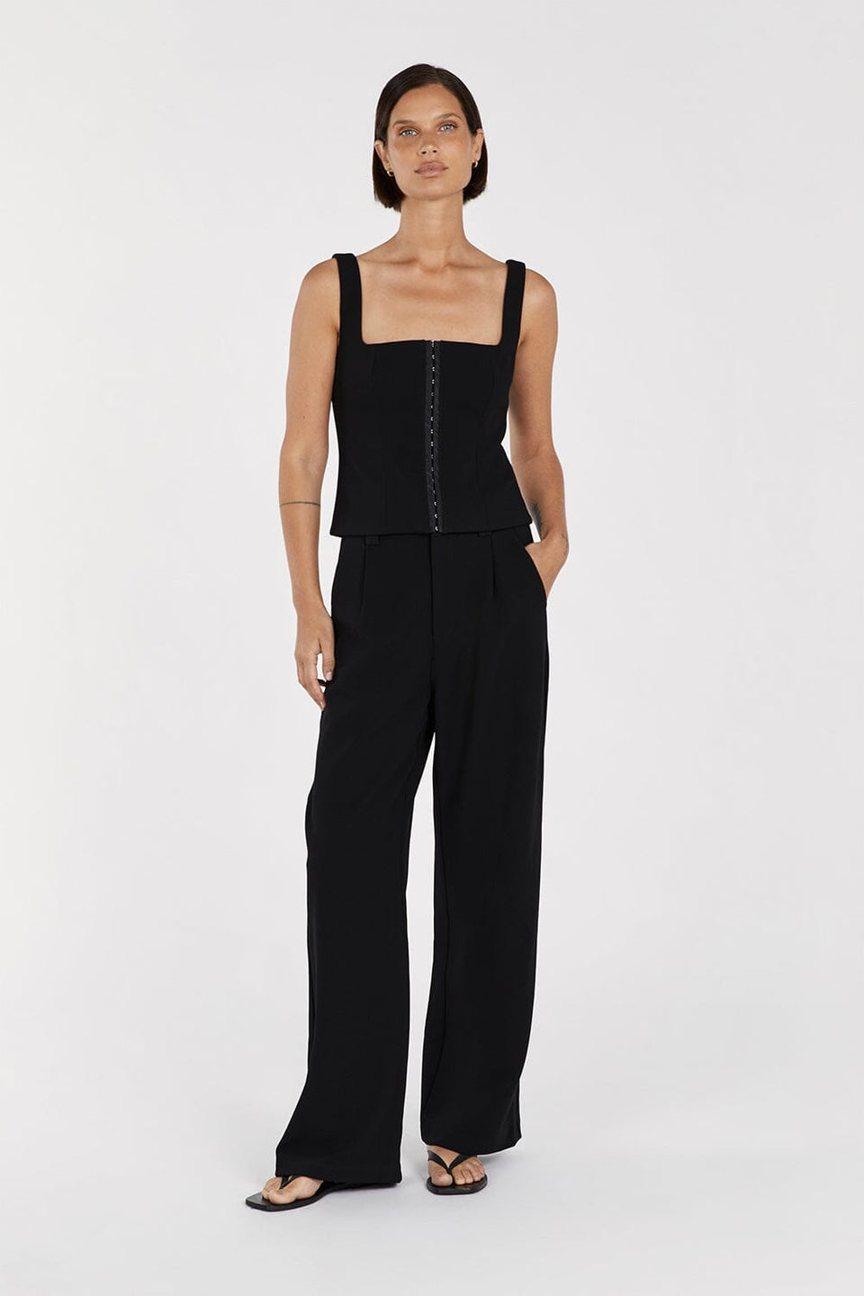 ROSA BLACK HOOK & EYE TOP Clothing DISSH Boutiques 16 BLACK 