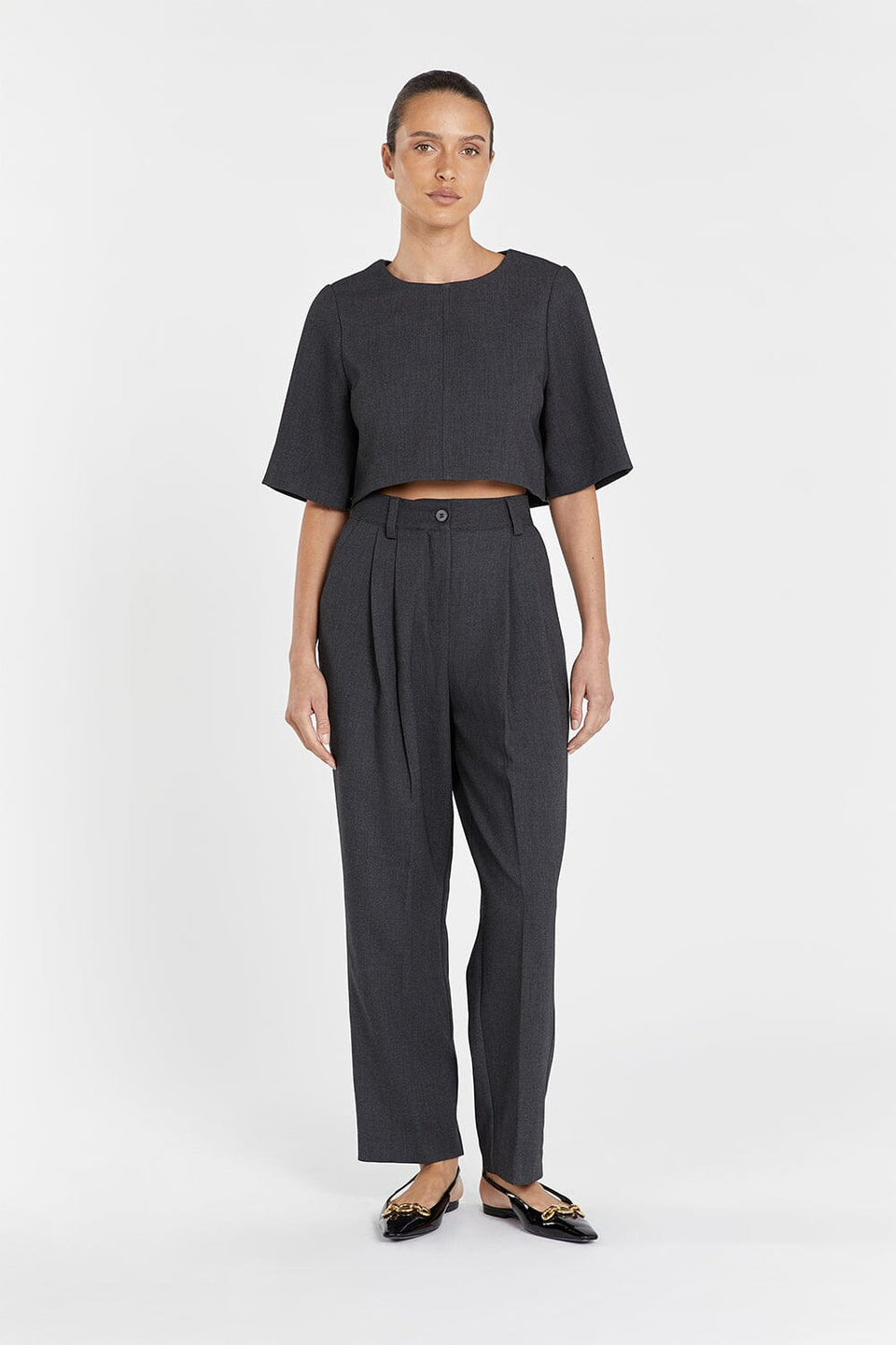CAREY CHARCOAL CROPPED TEE Clothing DISSH Boutiques 6 CHARCOAL 