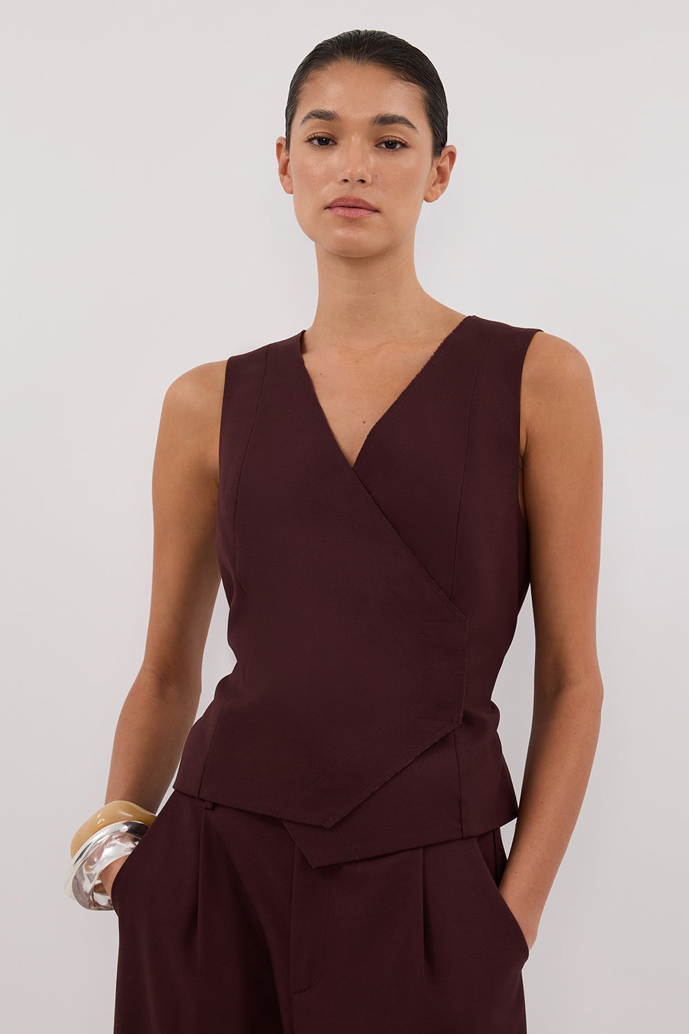CAMILLA WALNUT ASYM TOP Clothing DISSH Boutiques 