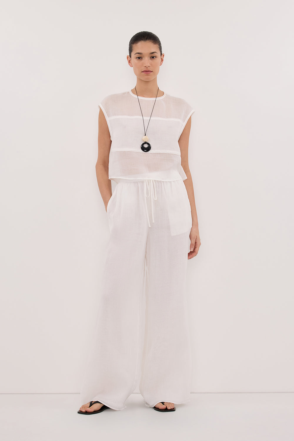 KAI WHITE RAMIE PANELLED TOP Clothing DISSH Boutiques 6 WHITE 