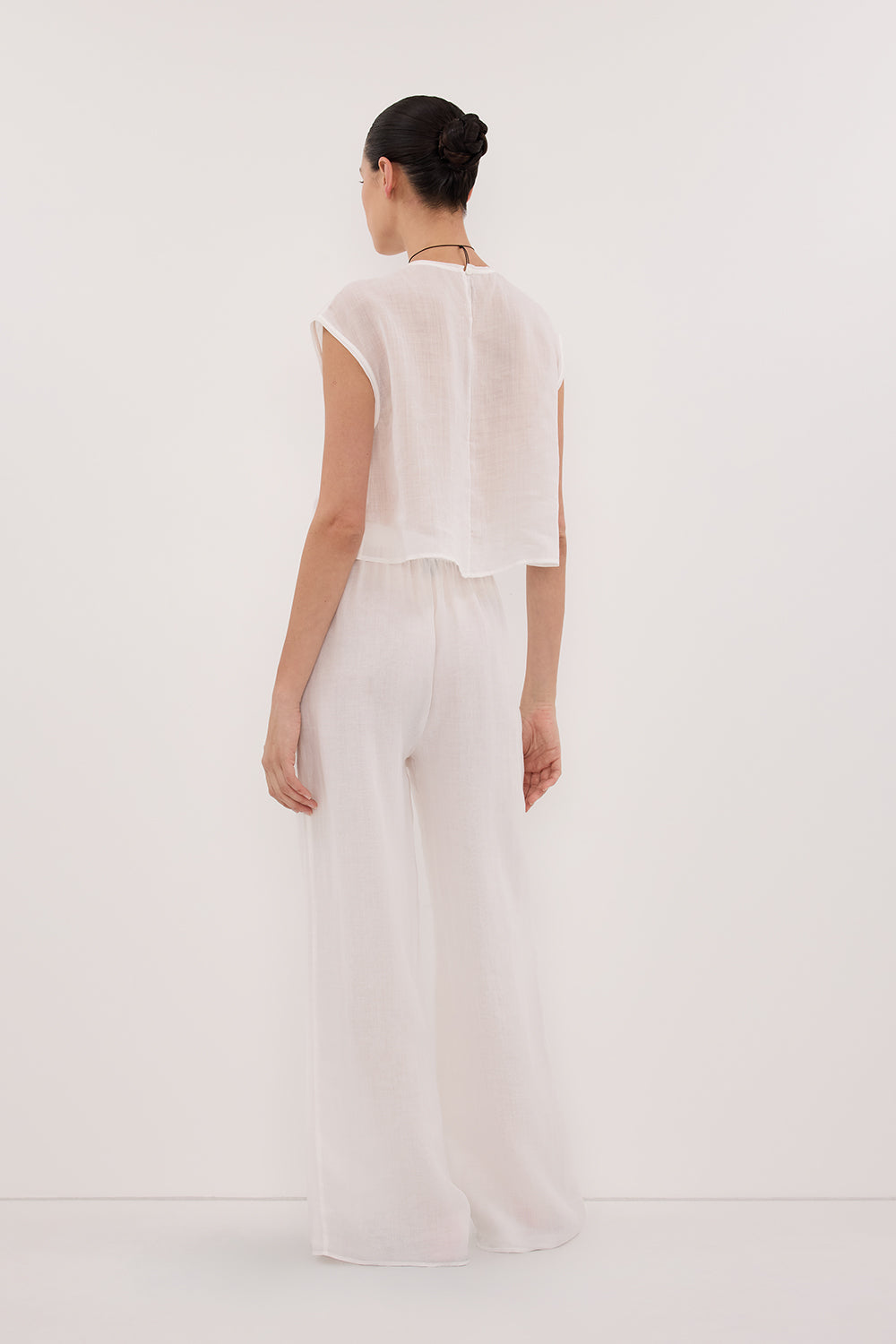 KAI WHITE RAMIE PANELLED TOP Clothing DISSH Boutiques 