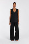 ANA BLACK LINEN SCOOP TOP