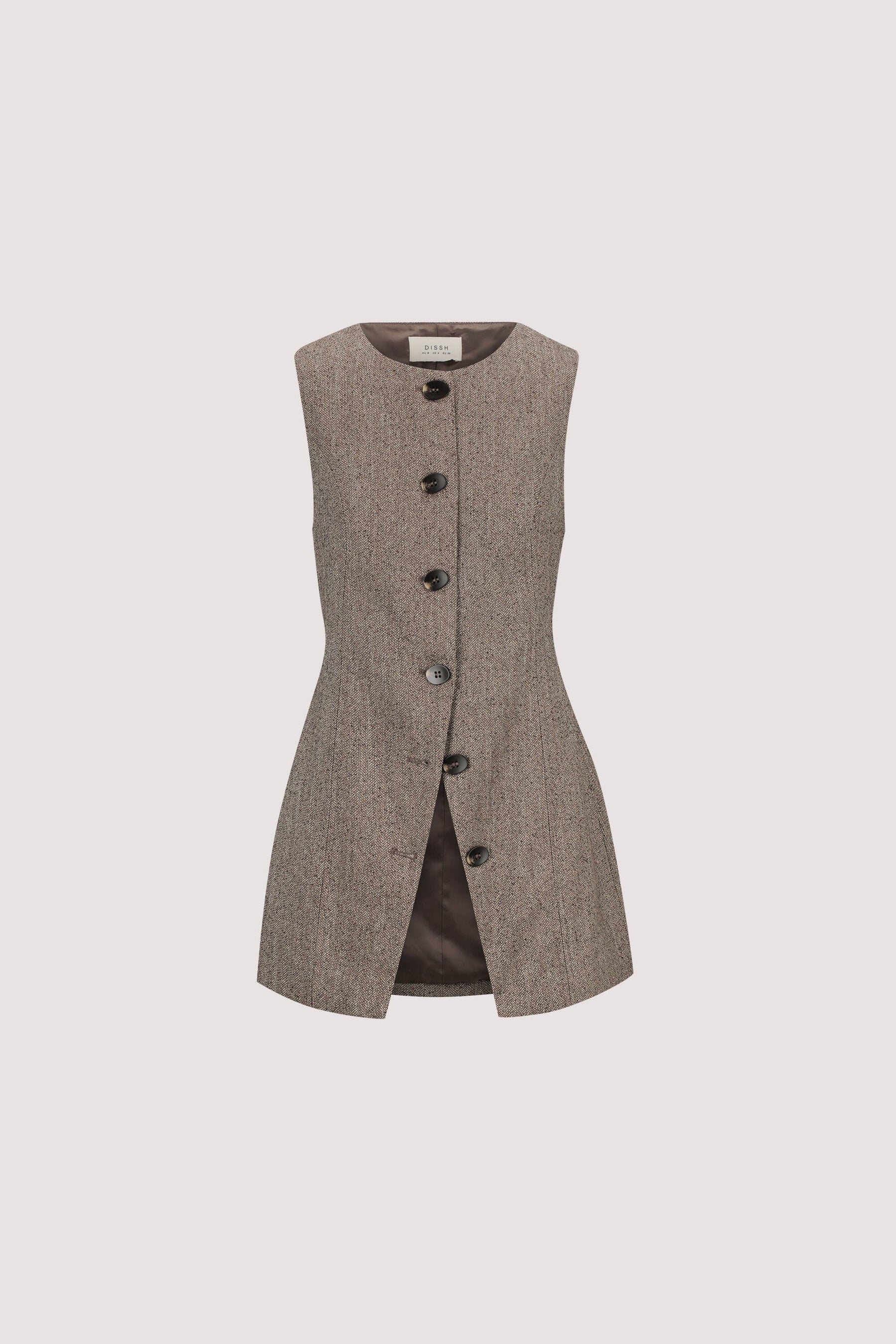 FRANKIE CHOC TWEED TUNIC VEST Clothing DISSH Boutiques 