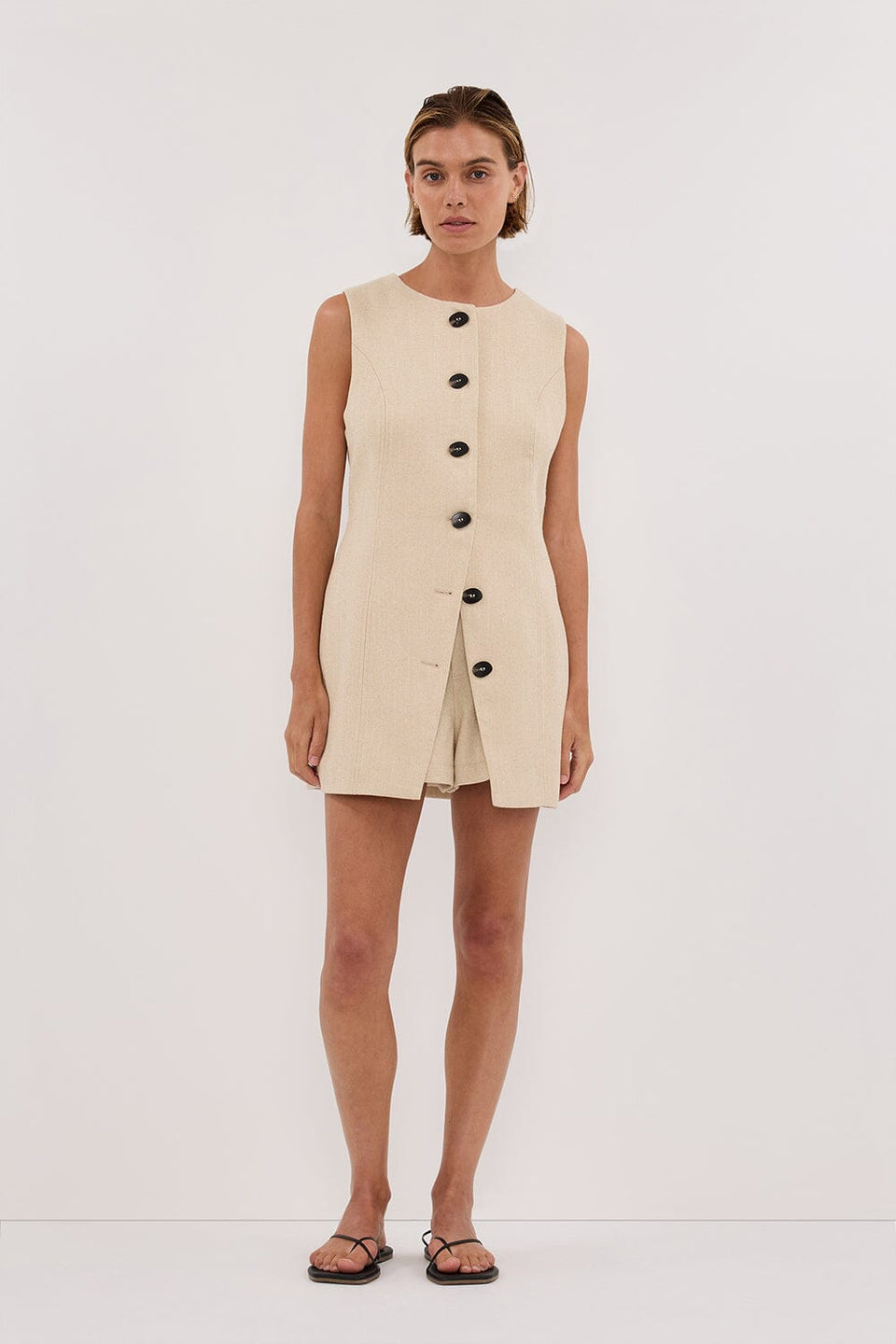 FRANKIE OAT TWEED TUNIC VEST Clothing DISSH Boutiques 