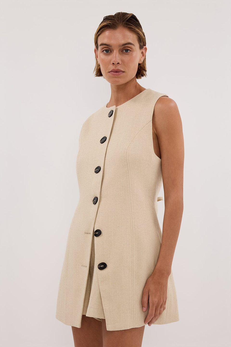 FRANKIE OAT TWEED TUNIC VEST Clothing DISSH Boutiques 