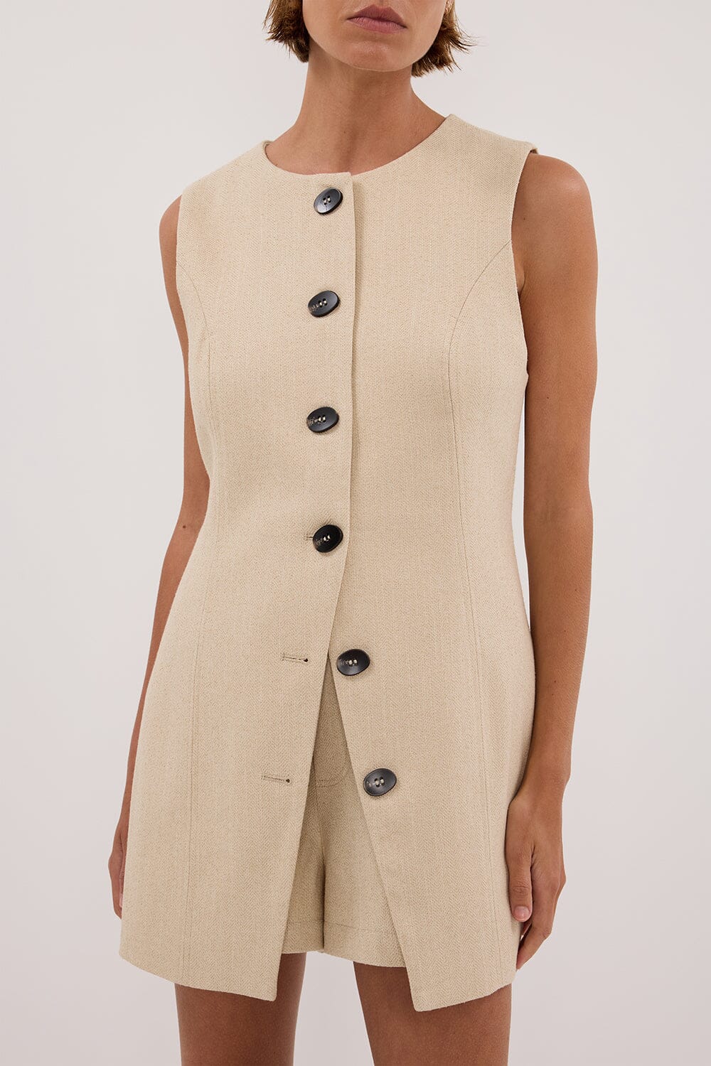 FRANKIE OAT TWEED TUNIC VEST Clothing DISSH Boutiques 