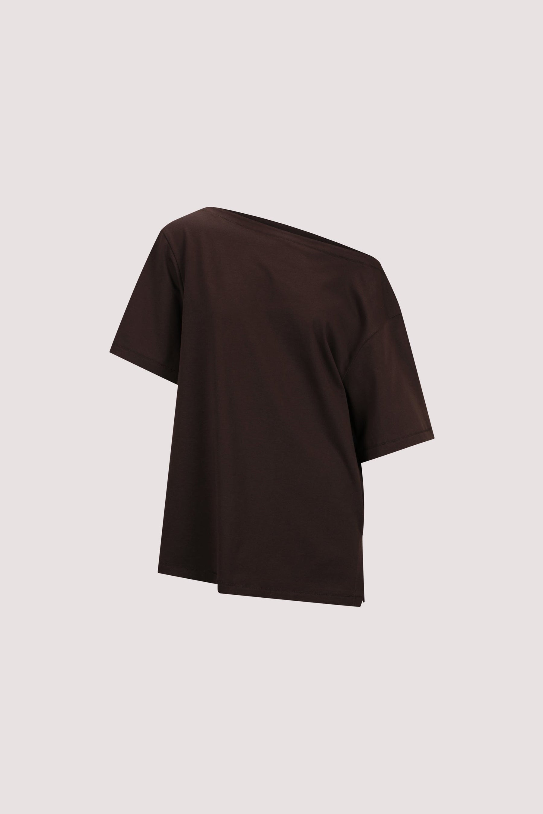ESME BITTER CHOC ASYM BOAT NECK TEE Clothing DISSH Boutiques 