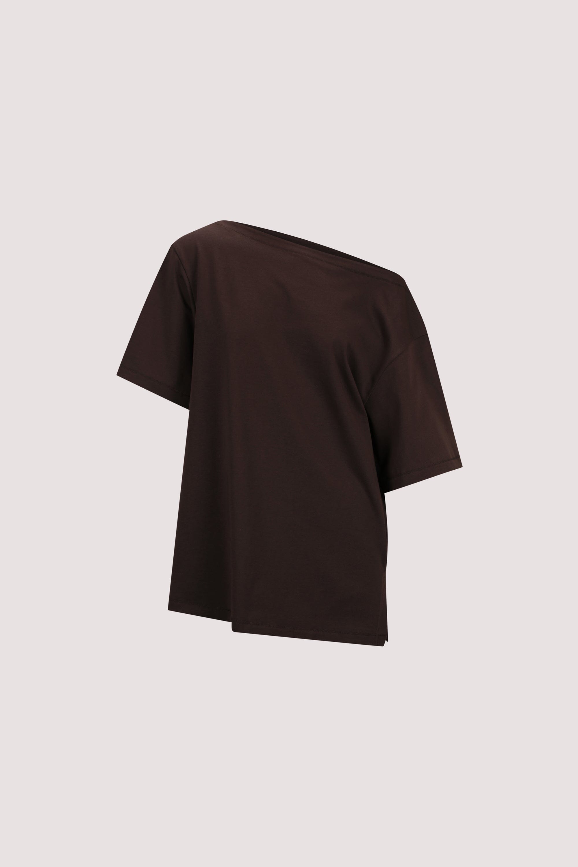 ESME BITTER CHOC ASYM BOAT NECK TEE Clothing DISSH Boutiques 