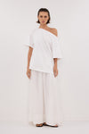 ESME WHITE ASYM BOAT NECK TEE