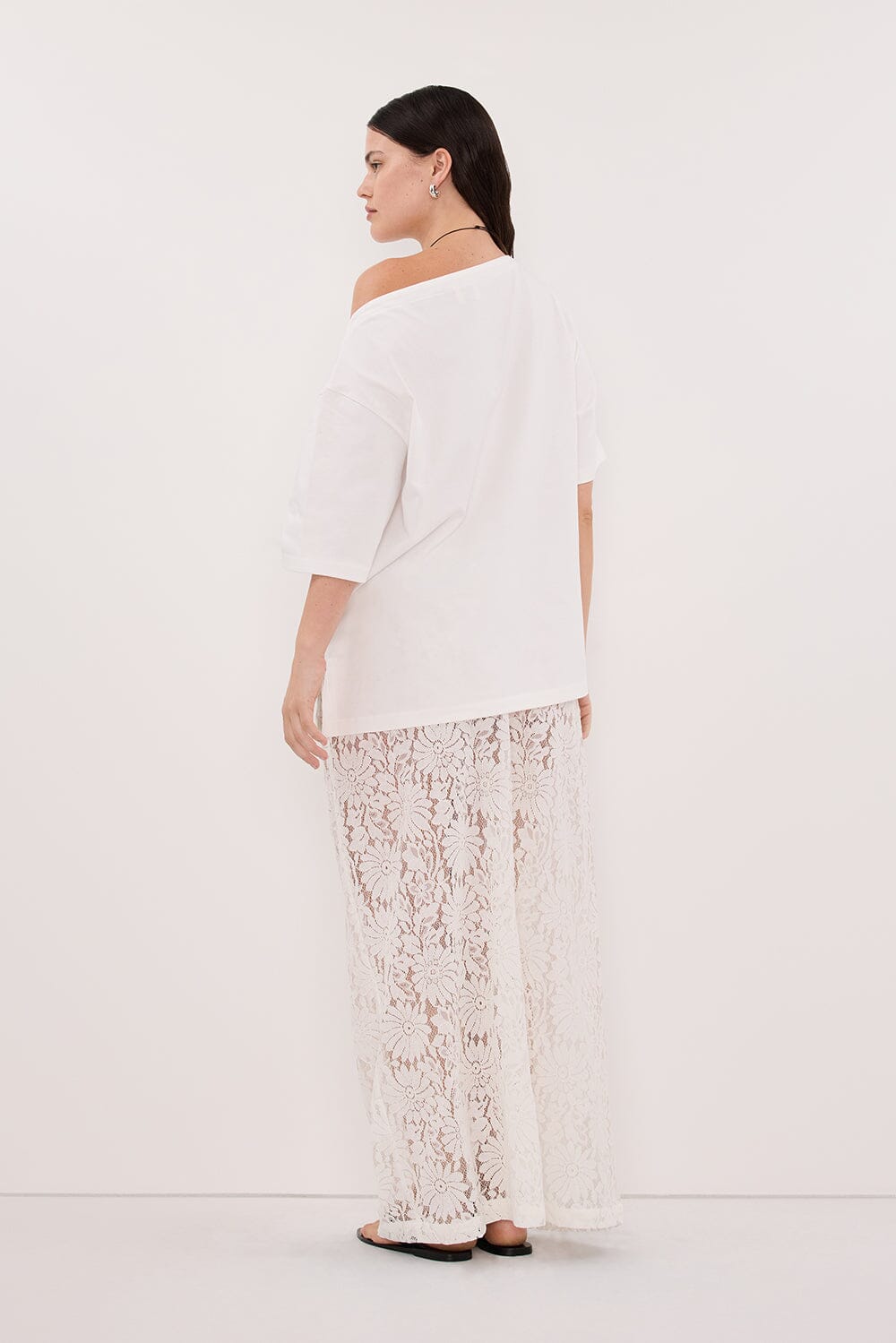 ESME WHITE ASYM BOAT NECK TEE Clothing DISSH Boutiques 
