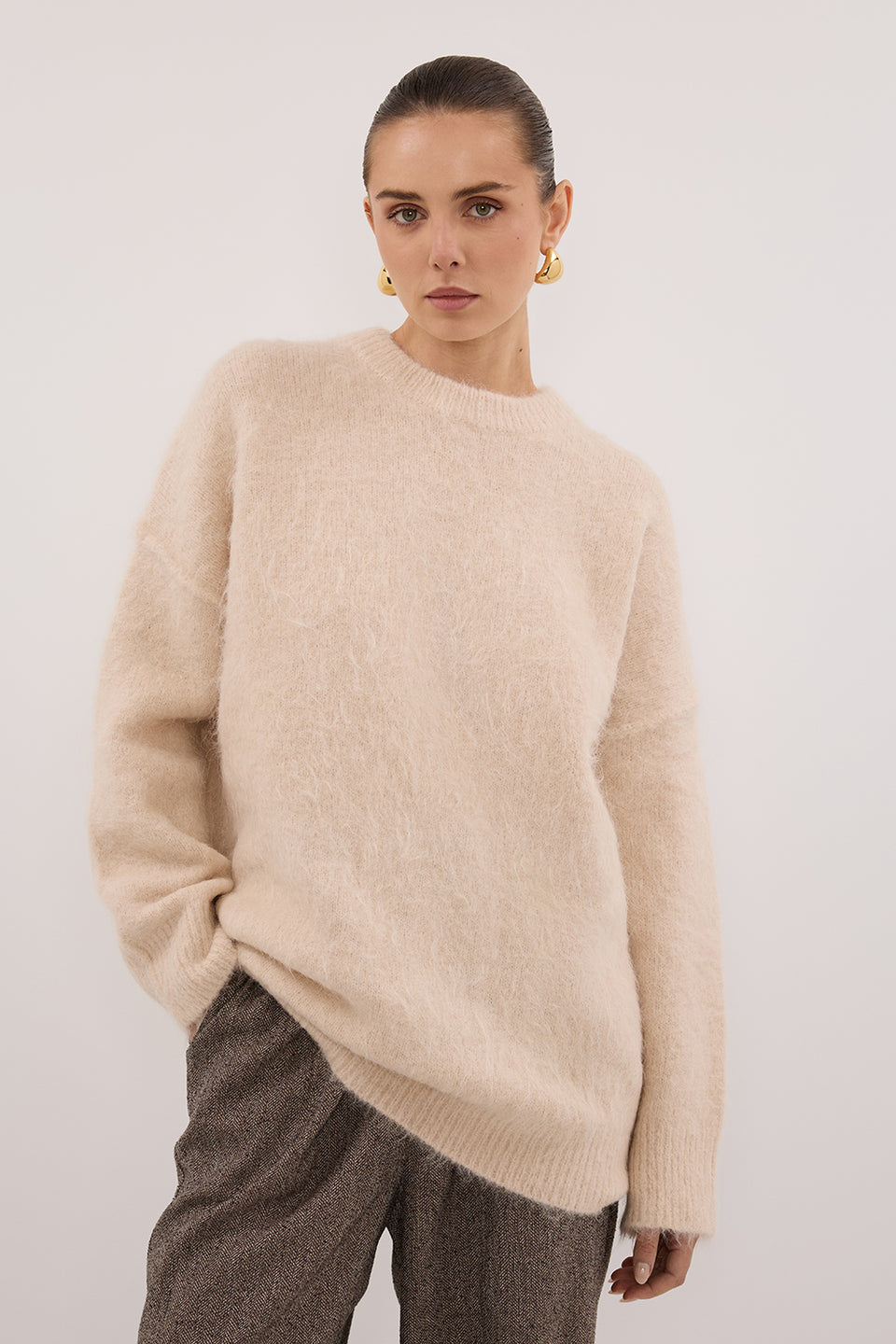 SALMA CREAM LONGLINE JUMPER Clothing DISSH Boutiques XS CREAM 