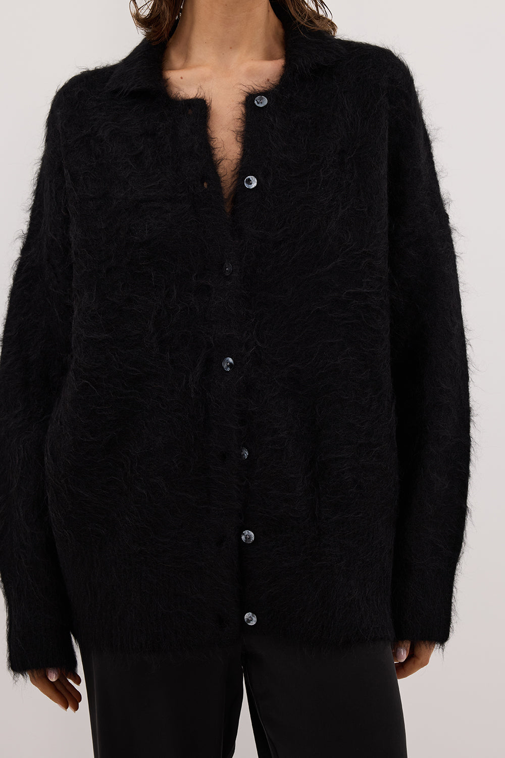 SALMA BLACK POLO NECK KNIT CARDIGAN Clothing DISSH Boutiques 