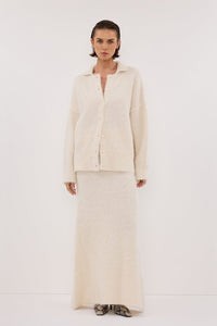 SALMA IVORY POLO NECK KNIT CARDIGAN