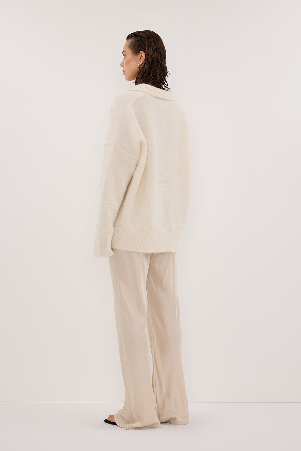SALMA IVORY POLO NECK KNIT CARDIGAN Clothing DISSH Boutiques 