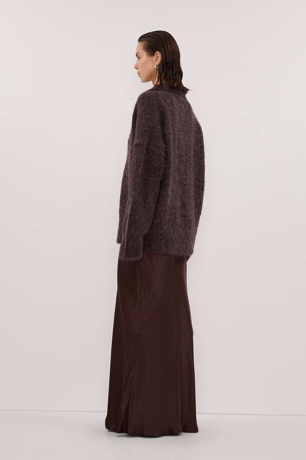 SALMA WINE POLO NECK KNIT CARDIGAN Clothing DISSH Boutiques 