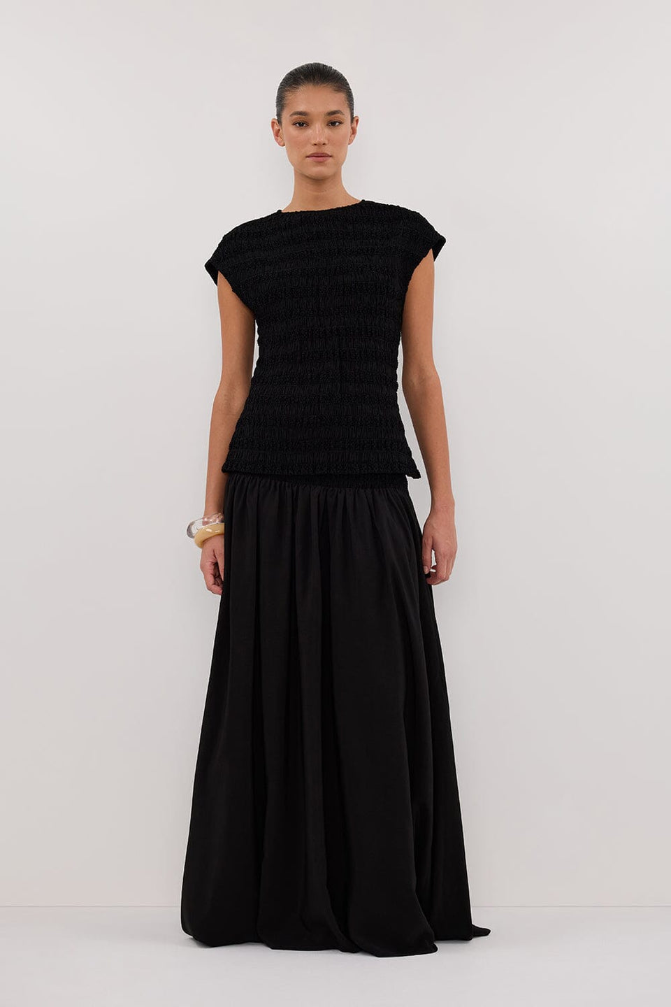 SIERRA BLACK TEXTURED TOP Clothing DISSH Boutiques 
