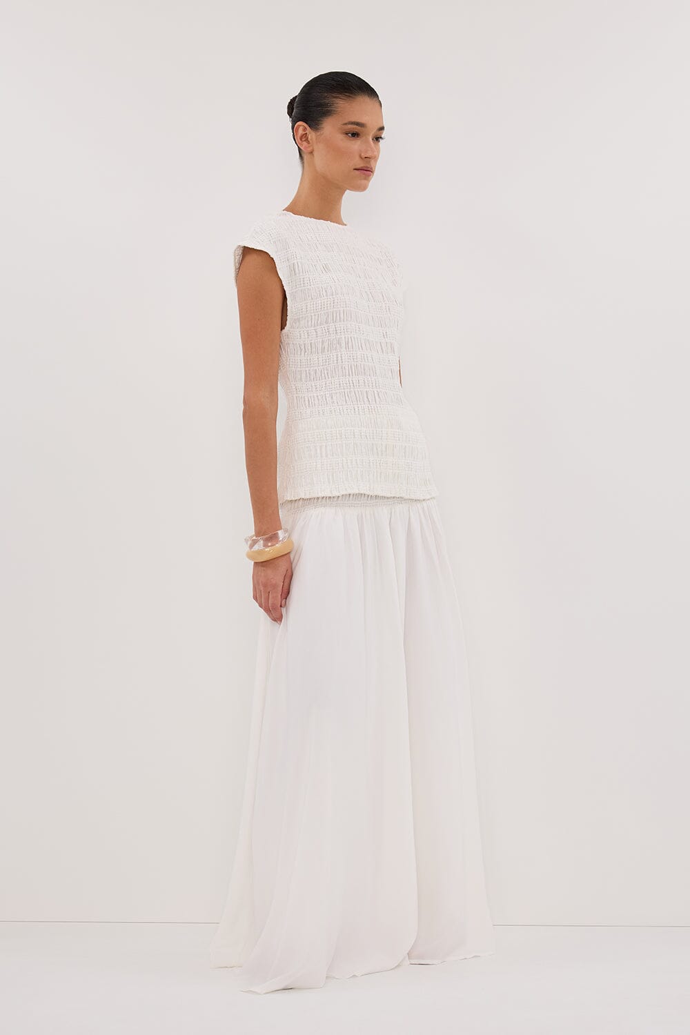 SIERRA WHITE TEXTURED TOP Clothing DISSH Boutiques 
