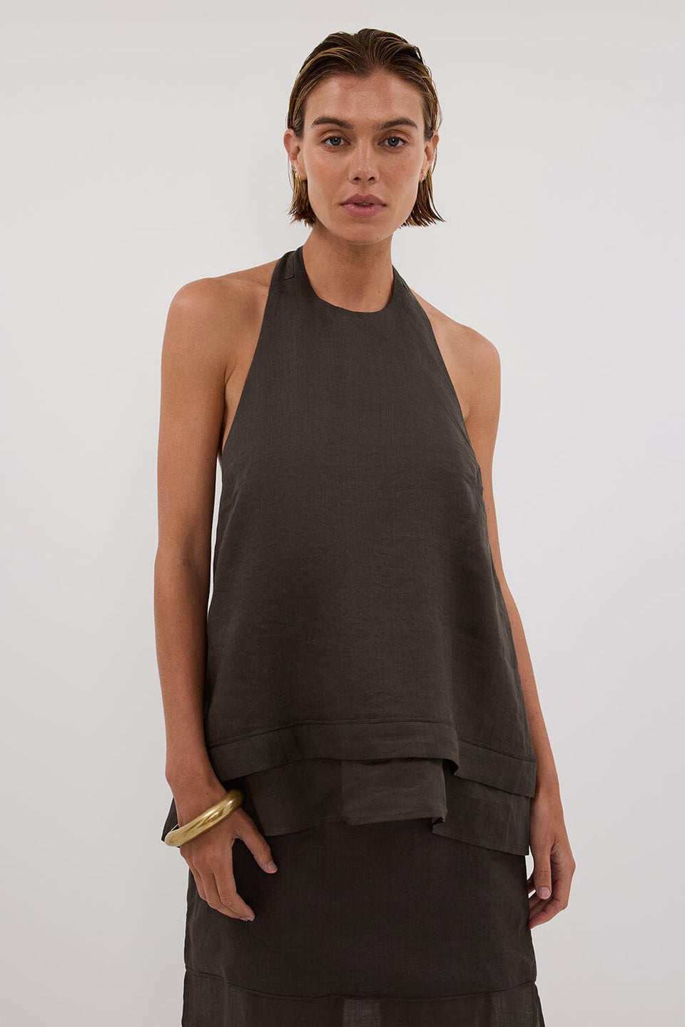 CARMEL PETROL RAMIE HALTER TOP Clothing DISSH Boutiques 