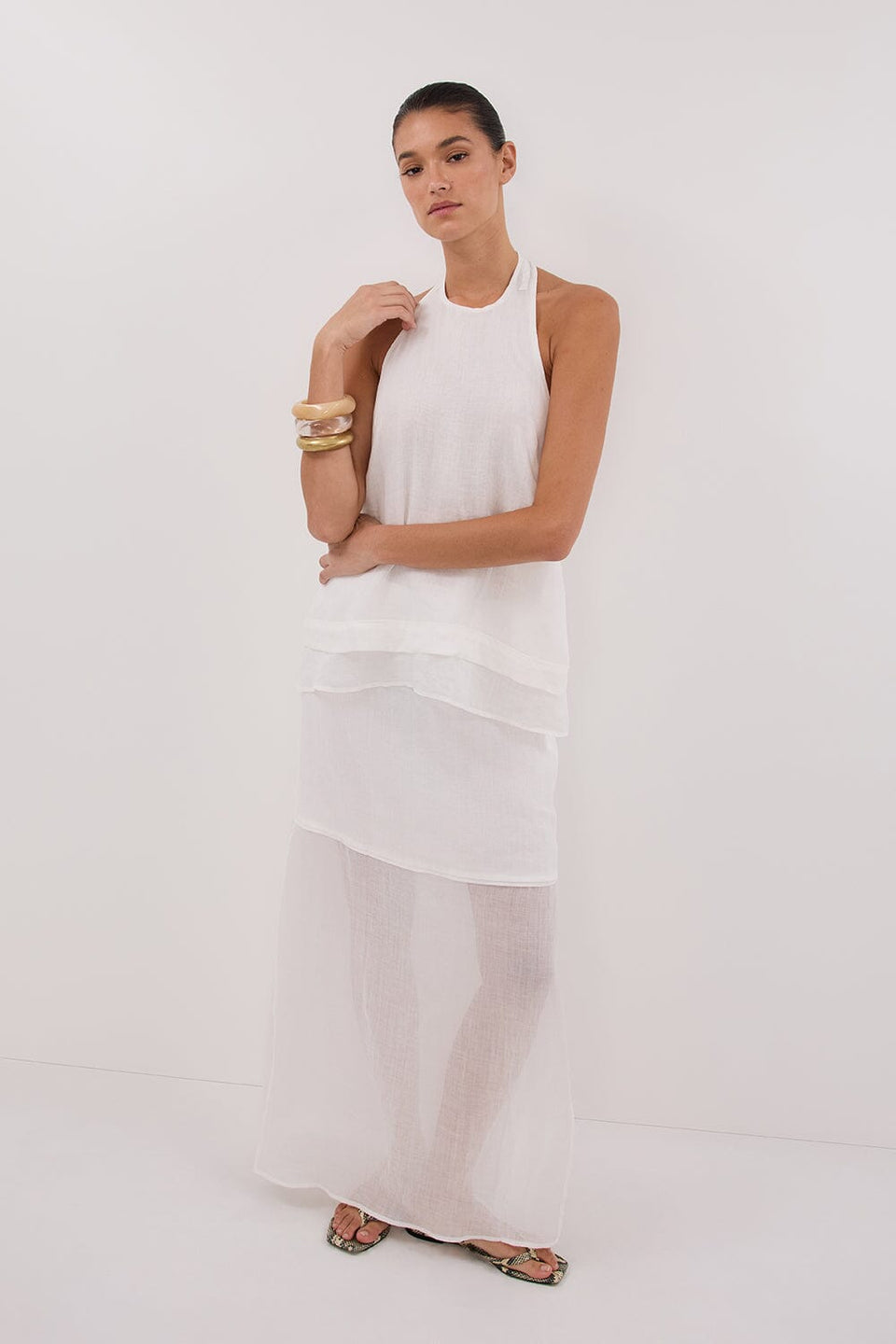 CARMEL WHITE RAMIE HALTER TOP Clothing DISSH Boutiques 