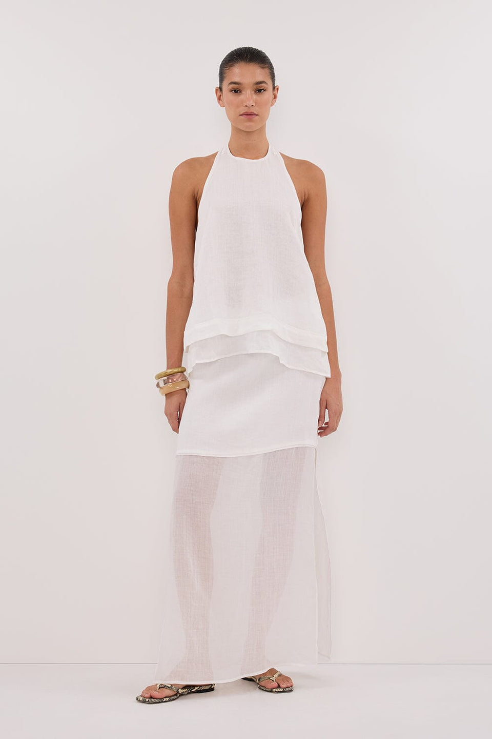 CARMEL WHITE RAMIE HALTER TOP Clothing DISSH Boutiques 