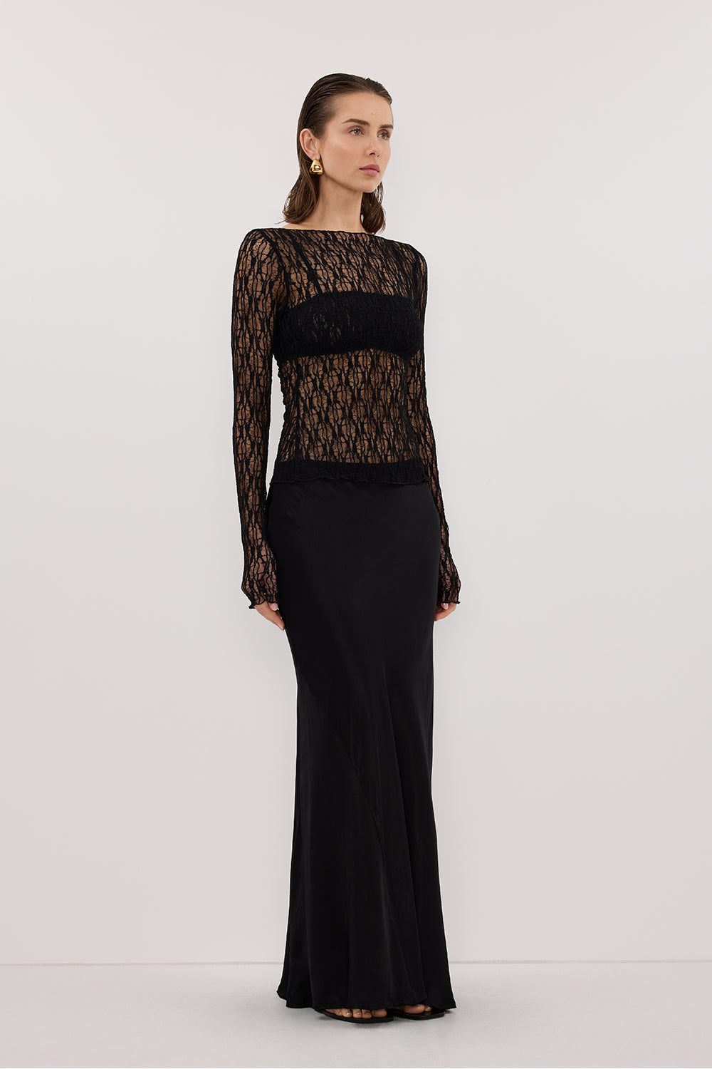 LIZZIE BLACK LACE LONG SLEEVE TOP Clothing DISSH Boutiques 