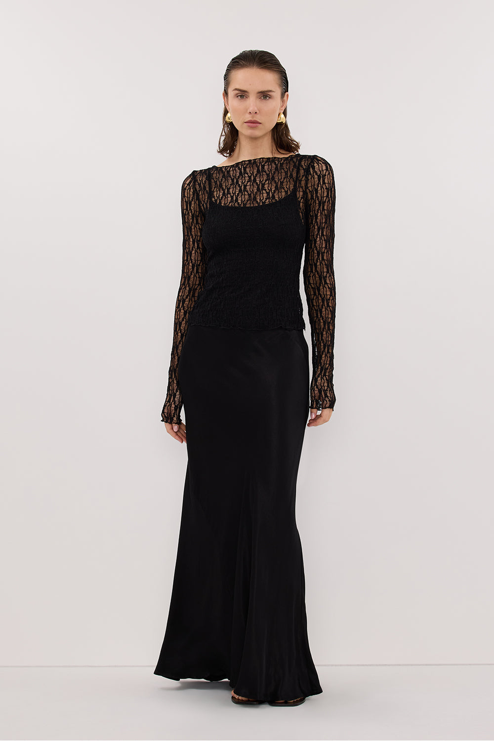 LIZZIE BLACK LACE LONG SLEEVE TOP Clothing DISSH Boutiques 
