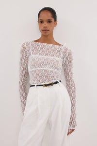 LIZZIE WHITE LACE LONG SLEEVE TOP
