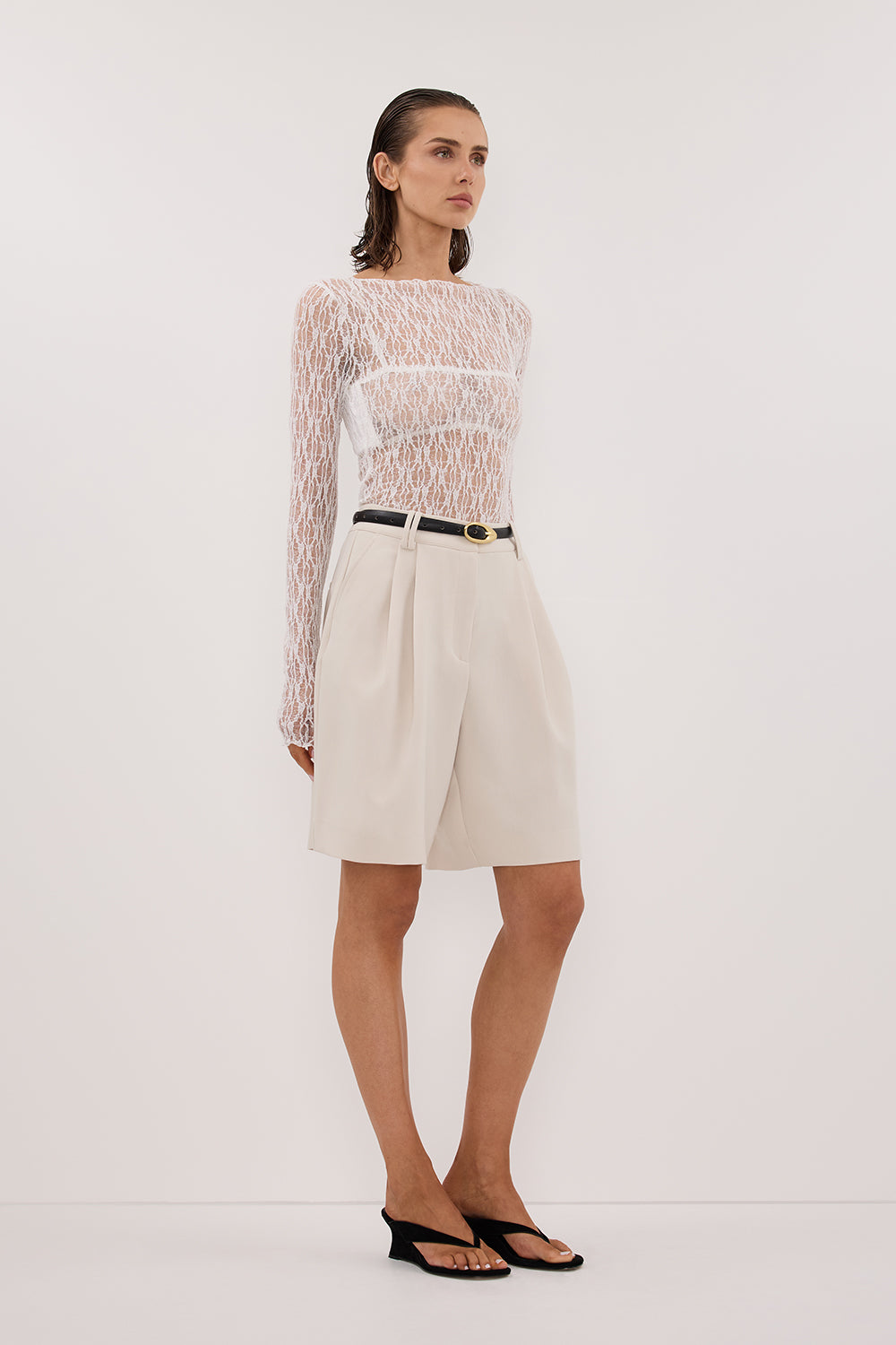 LIZZIE WHITE LACE LONG SLEEVE TOP Clothing DISSH Boutiques 