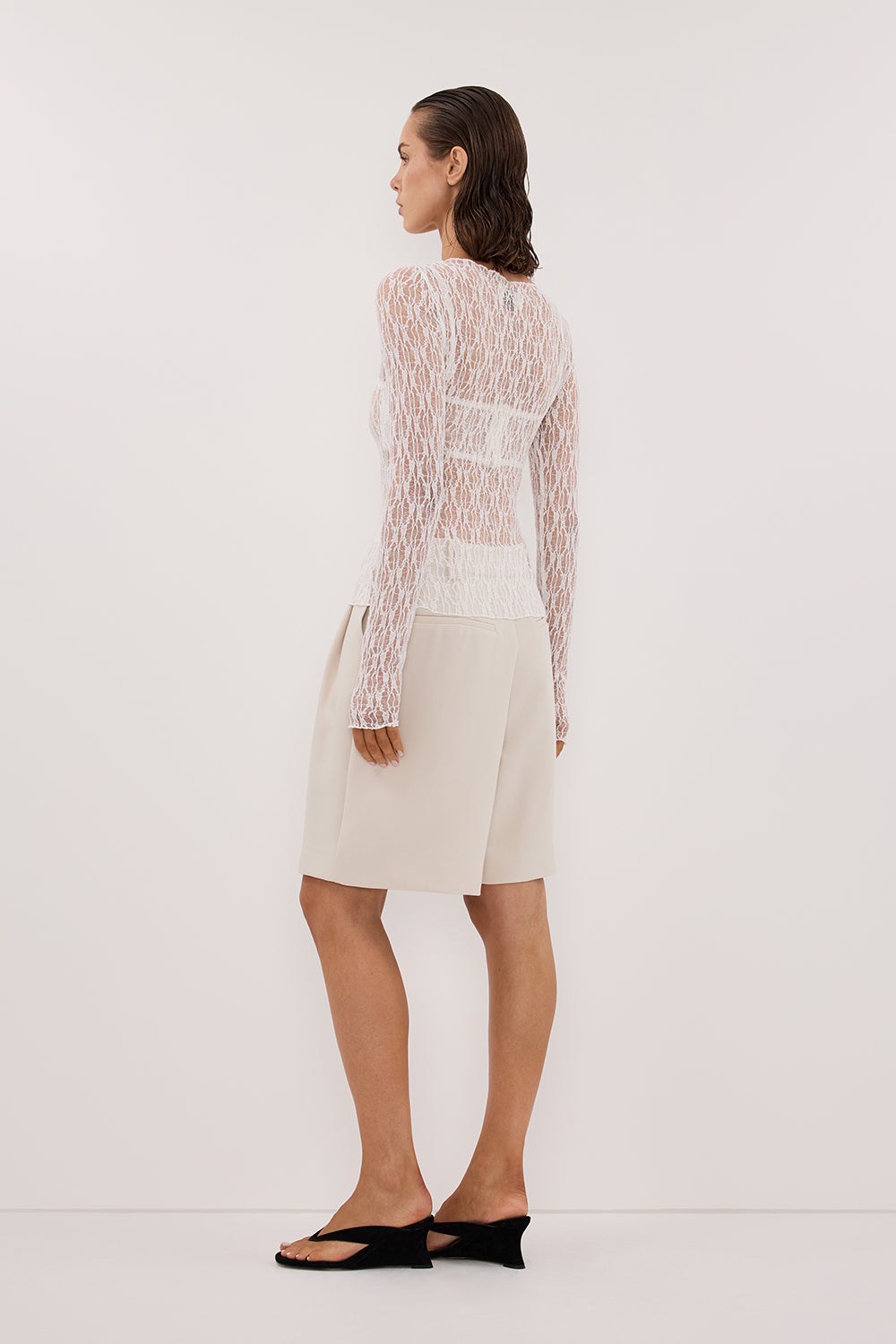 LIZZIE WHITE LACE LONG SLEEVE TOP Clothing DISSH Boutiques 