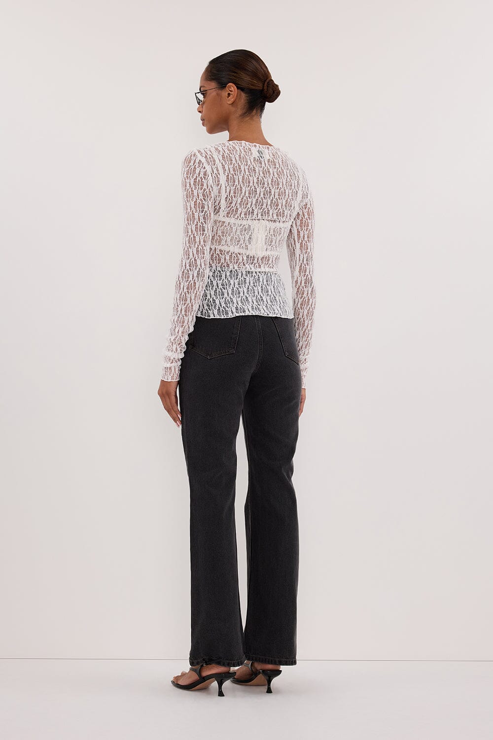 LIZZIE WHITE LACE LONG SLEEVE TOP Clothing DISSH Boutiques 