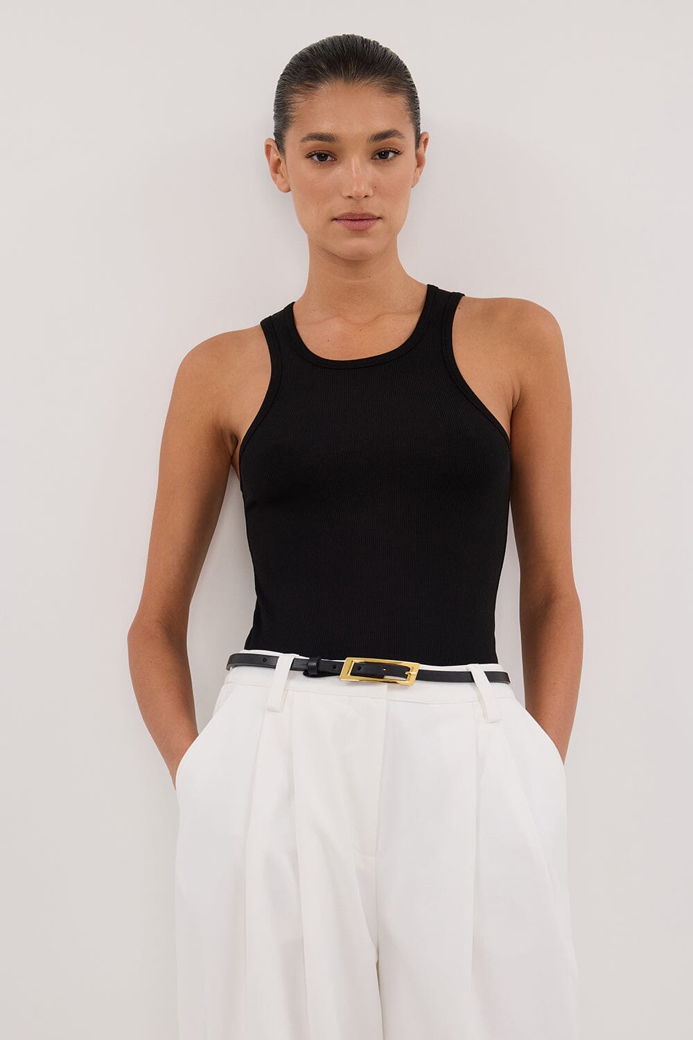 NINA BLACK RACER KNIT TANK Clothing DISSH Boutiques 